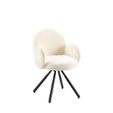 Scaun dining rotativ, crem, tapiserie textil  si cadru metalic, 60x84x61 cm Teddy DC71